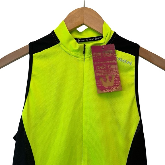 Canari NEW Dolce Cycling Jersey Zip Up Tank Top in Neon Yellow Women’s Size L - Picture 2 of 10